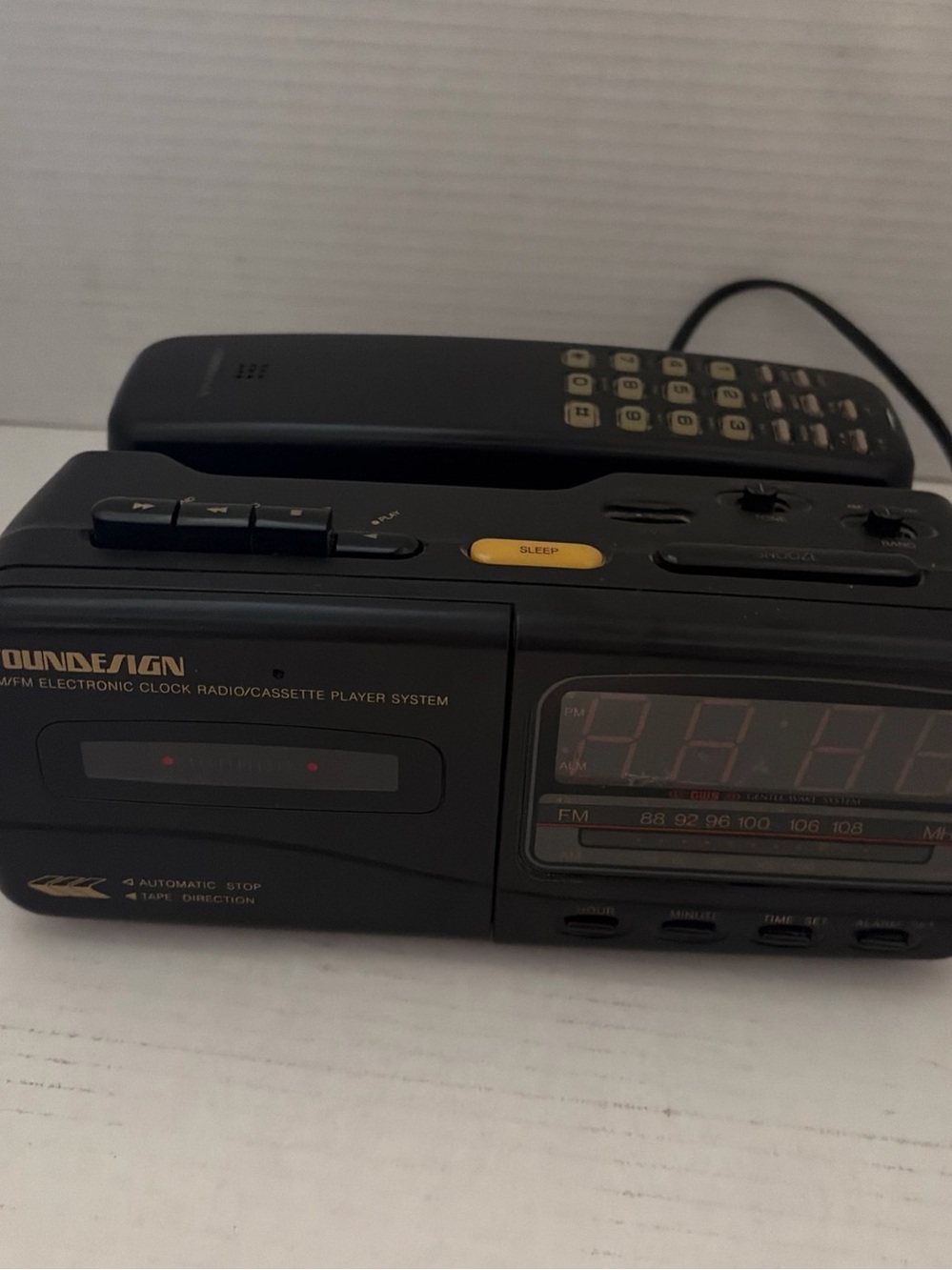 Black AM/FM Clock Radio Cassette Player with Remote